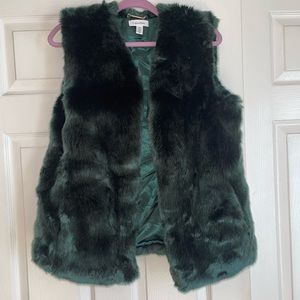 Calvin Klein Dark Green Fur Vest